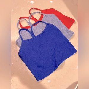 Red-Orange Beyond Yoga Spacedye Slim Racerback Crop Tank